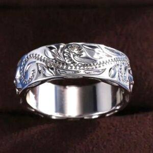 Uniquely designed 925 sterling silver wide band ring sz 10